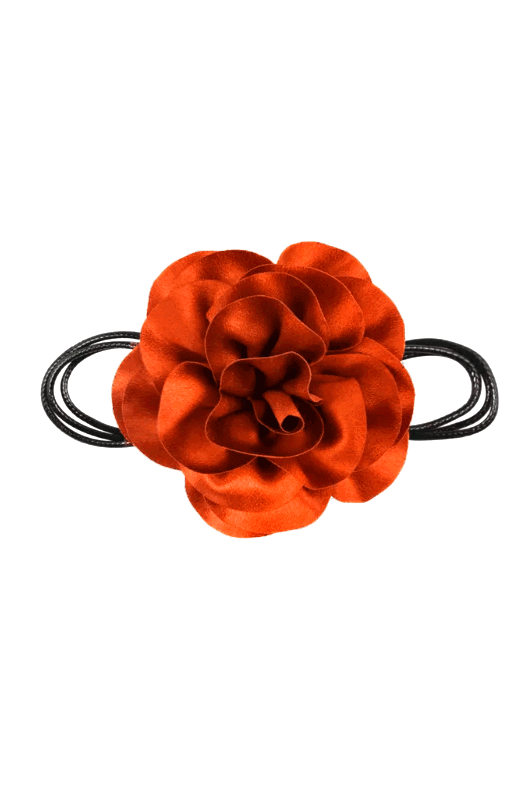 Collar flor satinada naranja