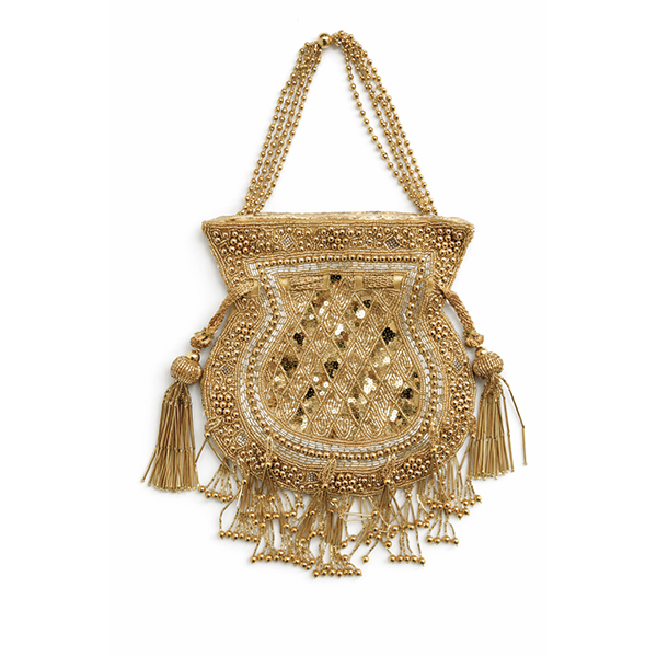 Clutch bombonera dorada joya