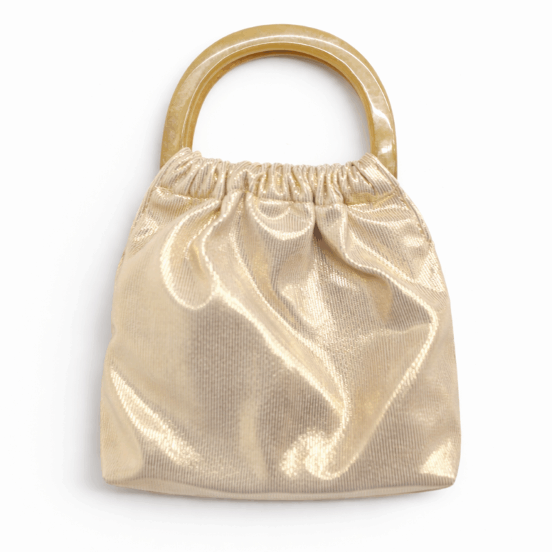 Bolso clutch dorado asas resina