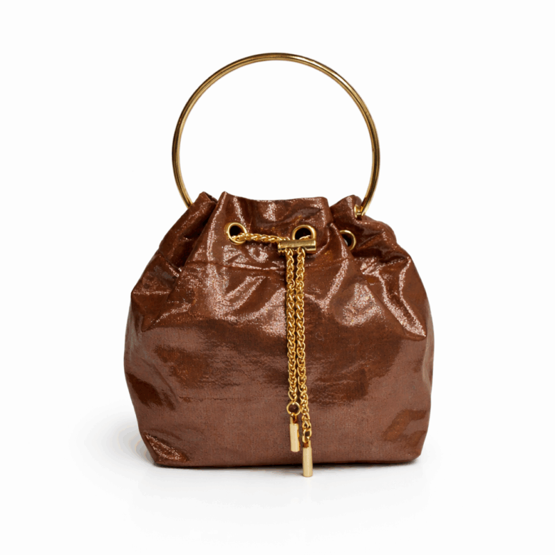 Bolso bombonera marrón metalizada