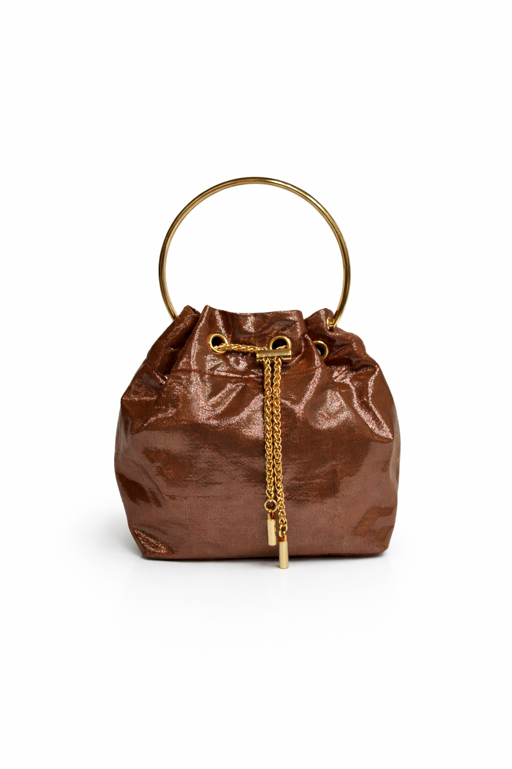 Bolso bombonera marrón metalizada