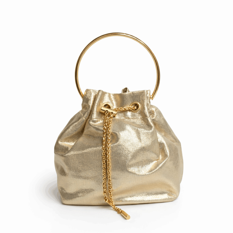 Bolso bombonera dorada asa