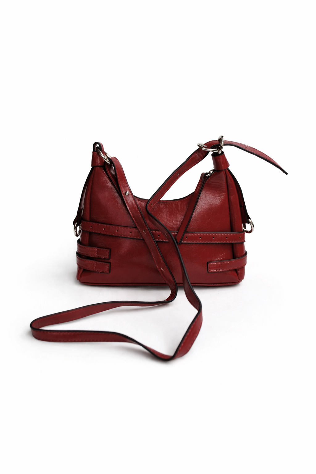 Bolso rojo hebillas plata - Imagen 3