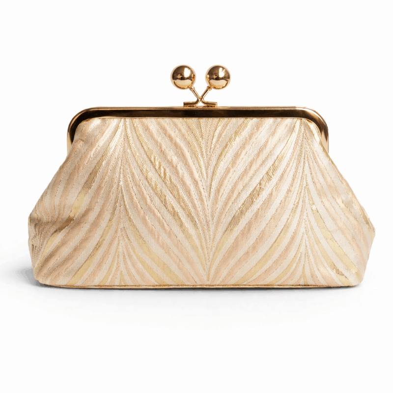Clutch dorado y nude doble cierre