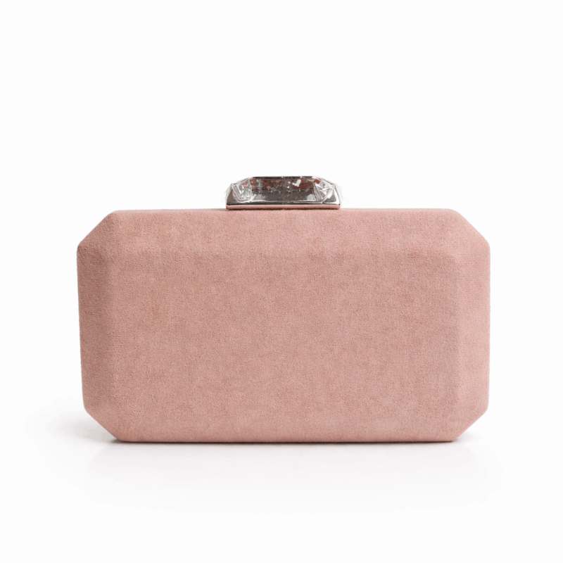 Clutch rosa empolvado y plata