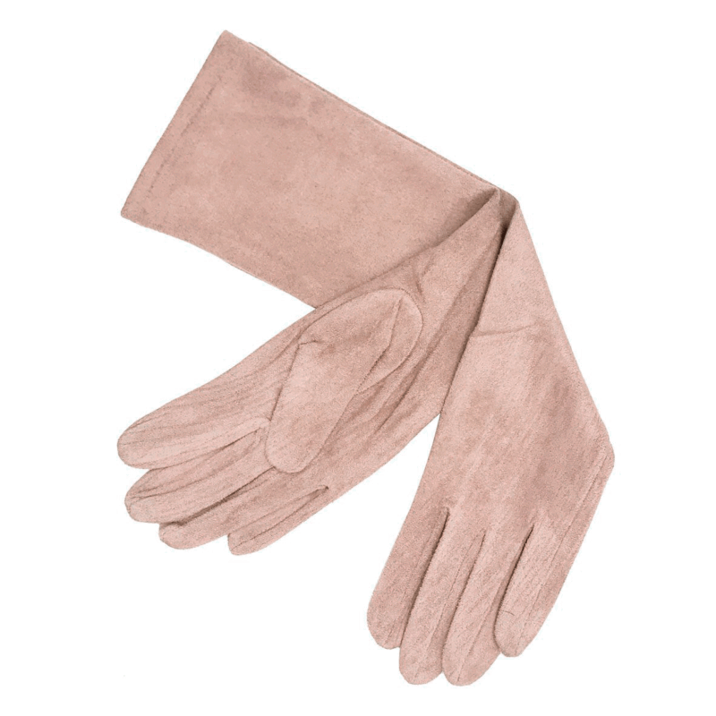 Guantes antelina rosa maquillaje 40 cm