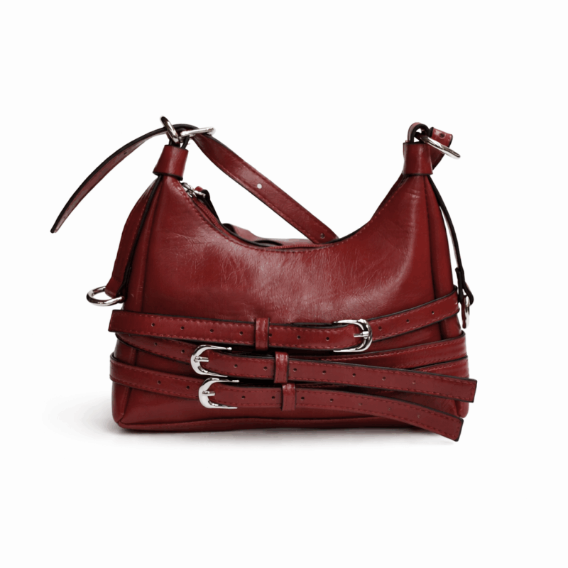 Bolso rojo hebillas plata