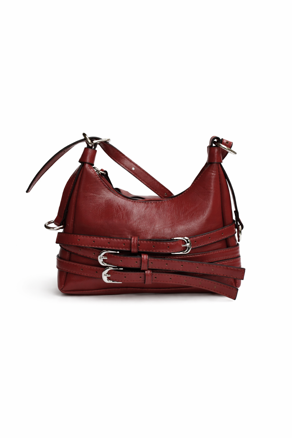 Bolso rojo hebillas plata