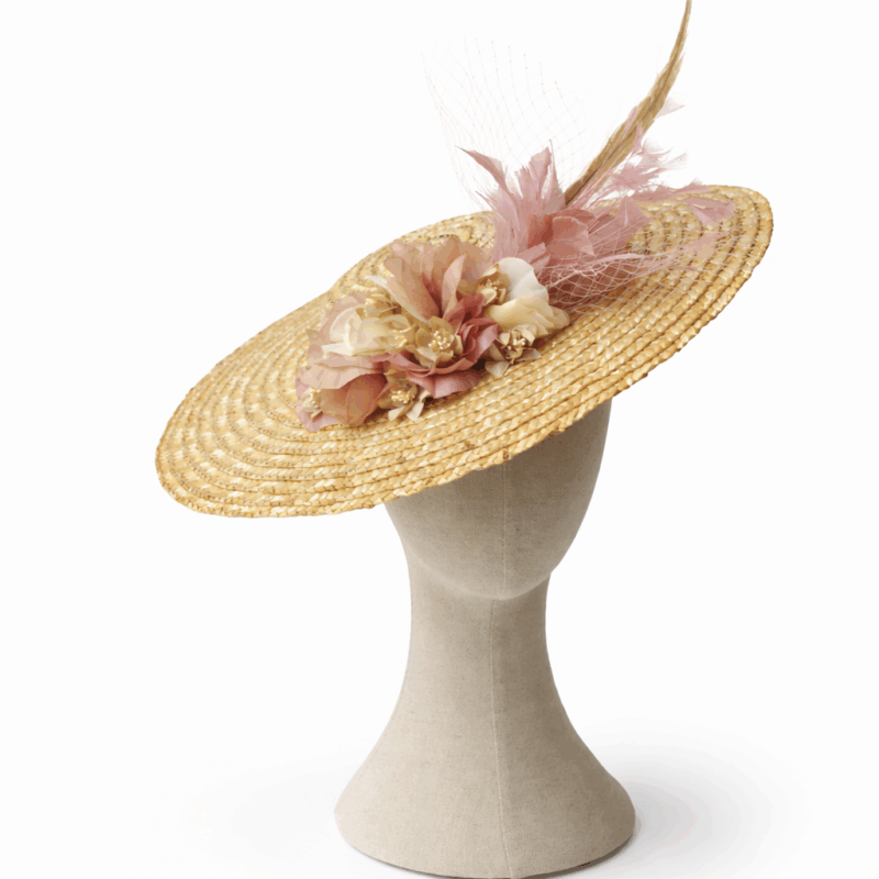 Tocado natural flores tonos rosas