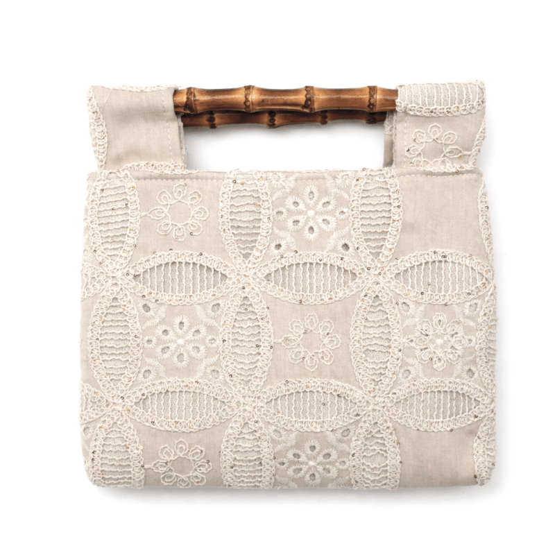 Bolso encaje asas bambú