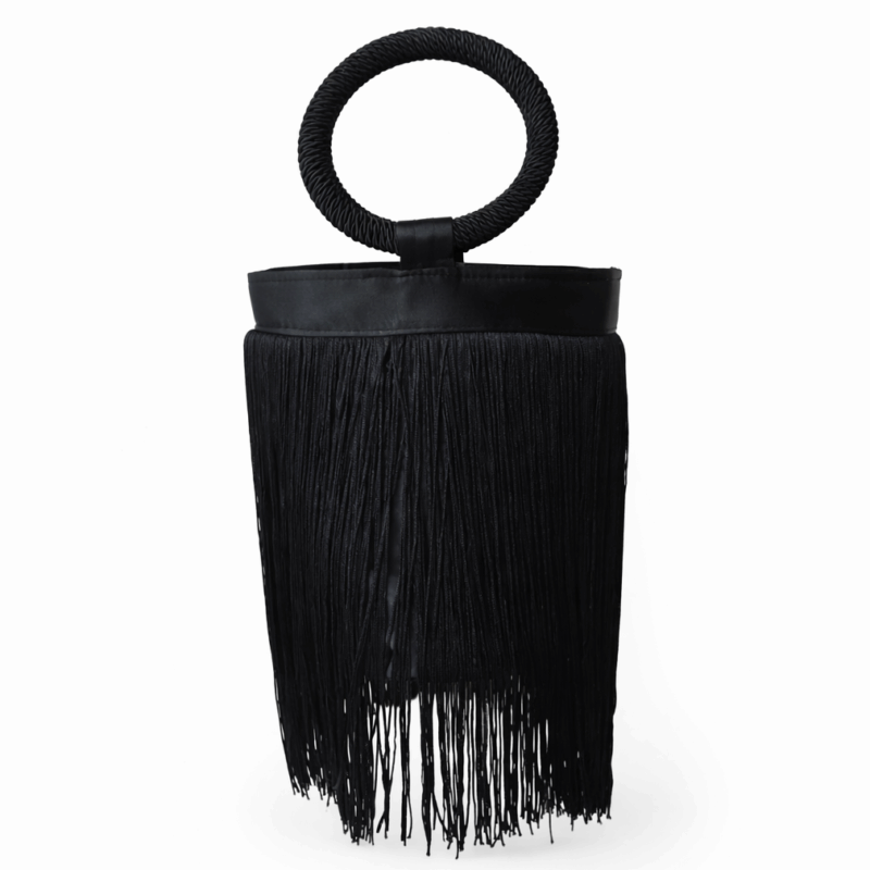 Bolso clutch flecos negros