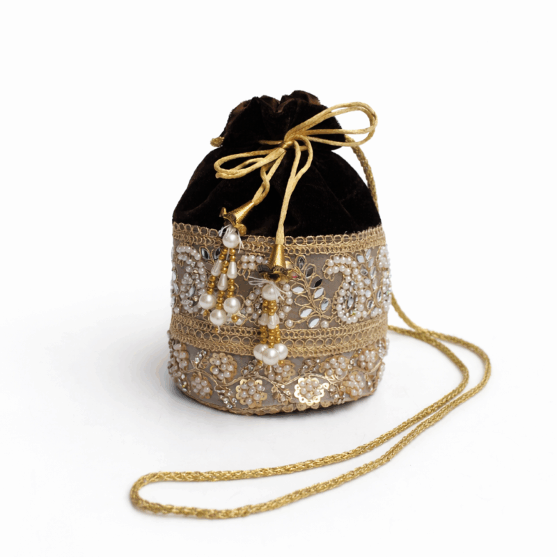 Bombonera joya terciopelo marrón