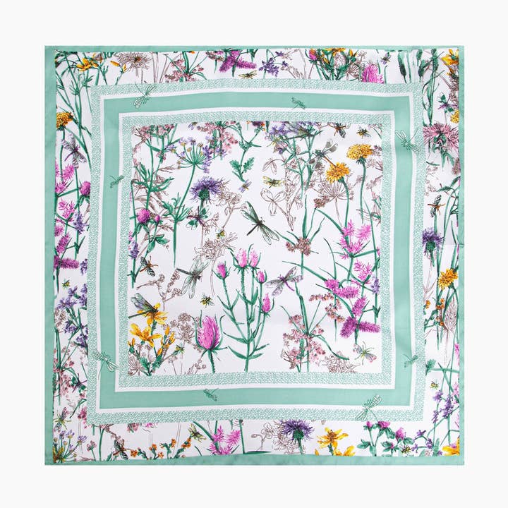 Pañuelo floral verde agua