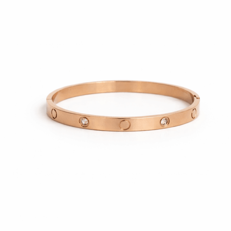 Pulsera oro rosa minimalista acero