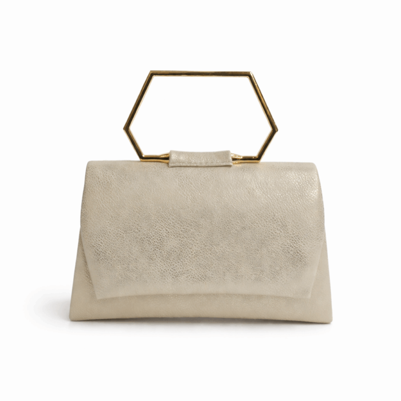 Bolso clutch dorado champagne asa