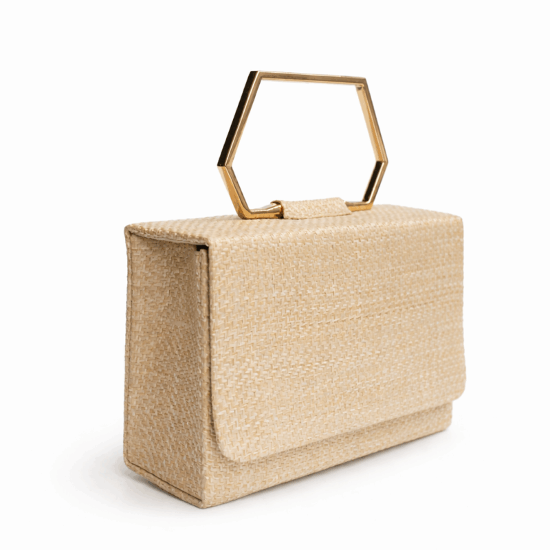 Bolso clutch rafia asa