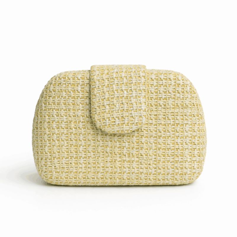 Bolso clutch rafia amarilo