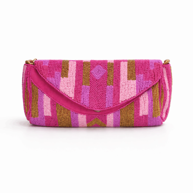 Bolso cartera cuentas fucsias