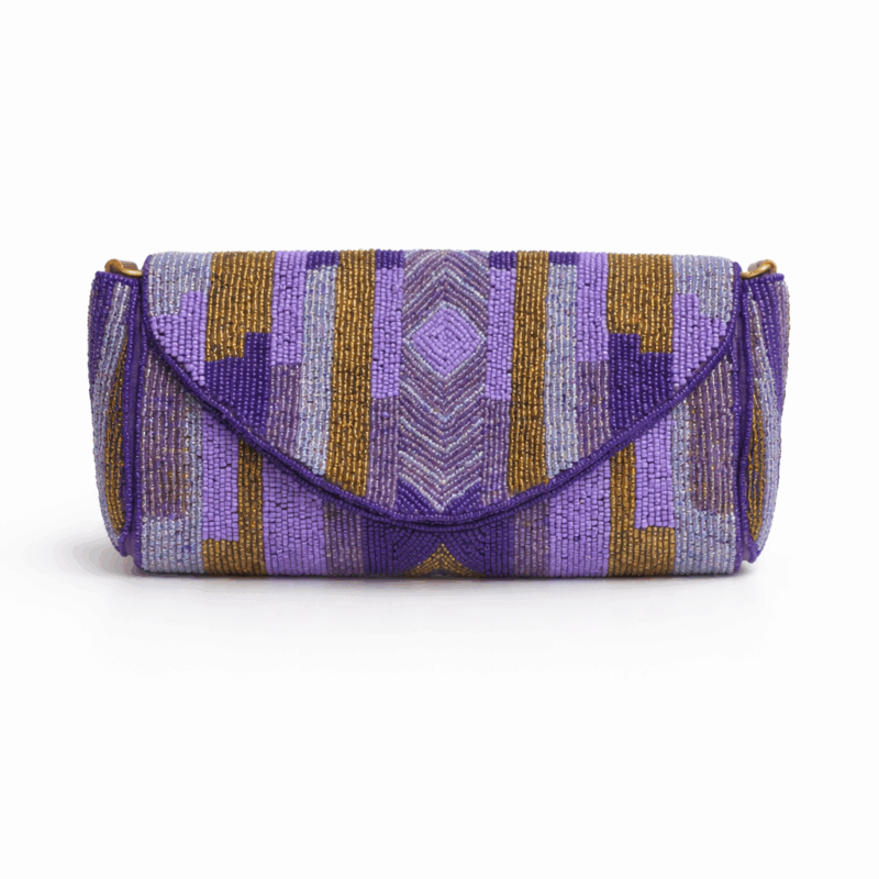 Bolso cartera cuentas moradas