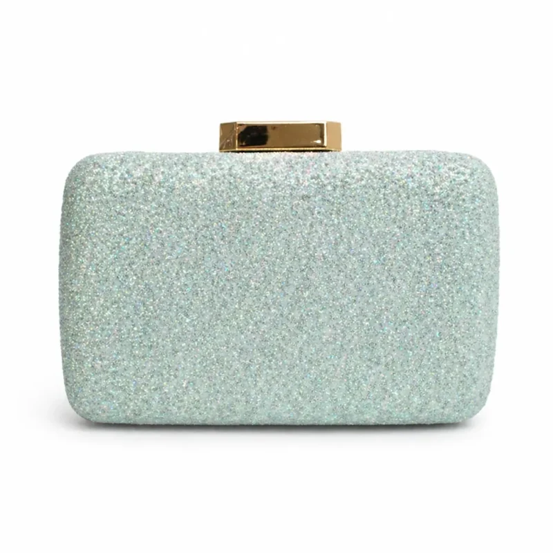 Bolso de fiesta verde agua con brillos