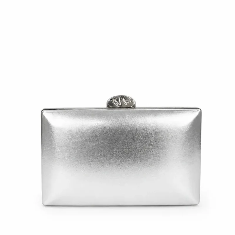 Bolso de fiesta clutch plateado mate
