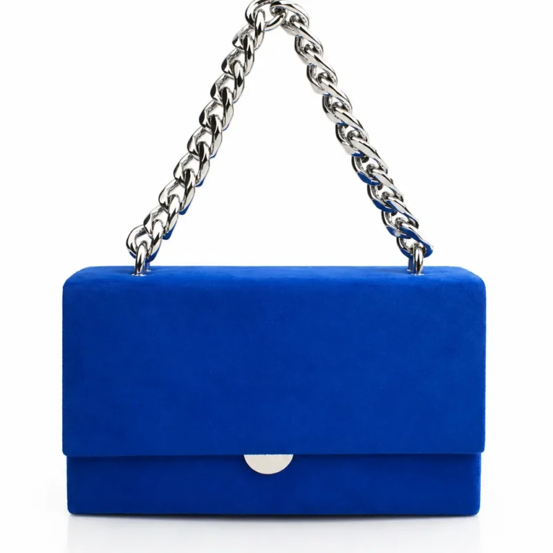 Bolso clutch cajita azul eléctrico
