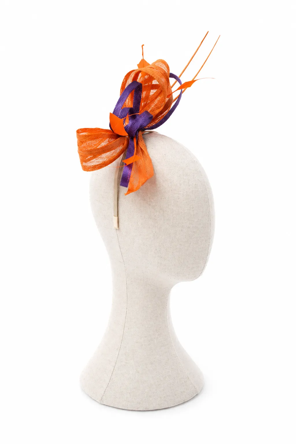 Tocado de fiesta naranja y morado - Imagen 3