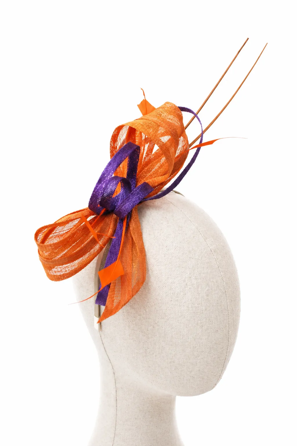 Tocado de fiesta naranja y morado - Imagen 4