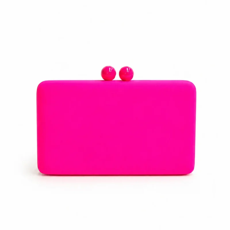 Bolso clutch rosa flúor doble cierre