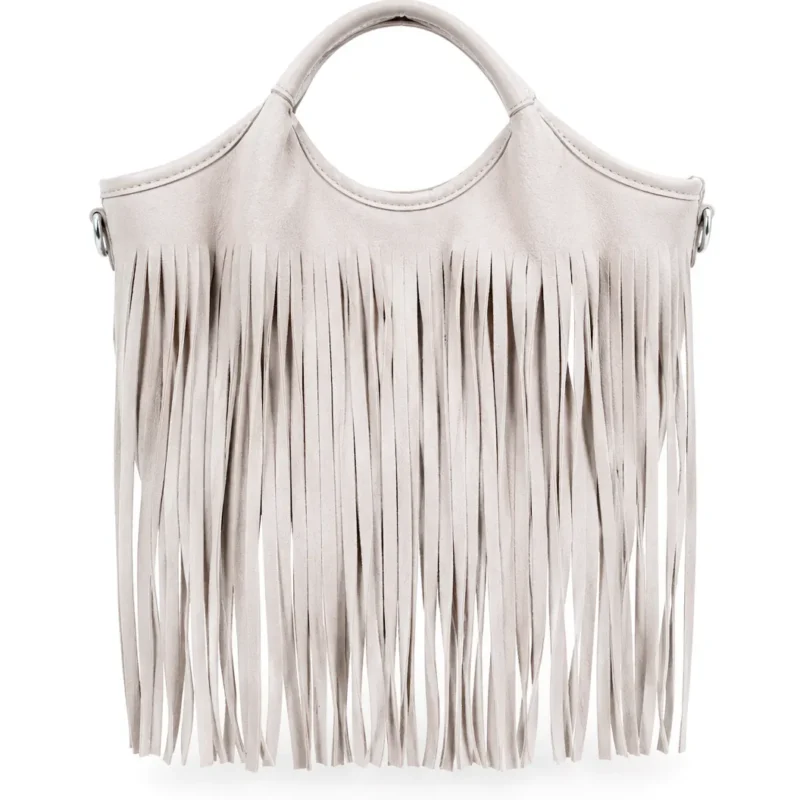 Bolso beige flecos boho chic