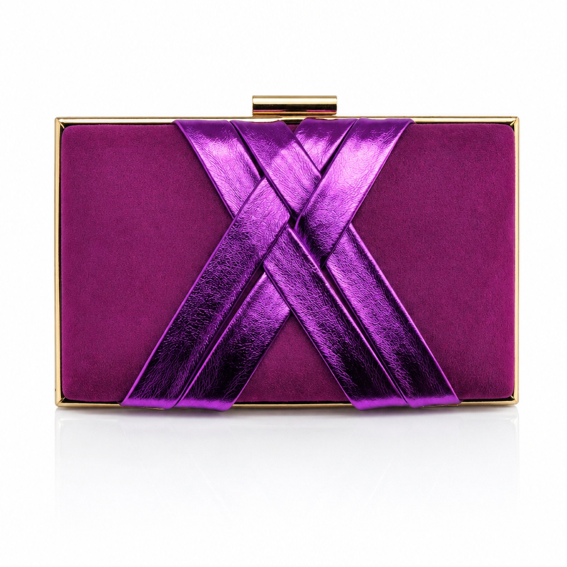 Bolso clutch tranzado bugamvilla metalizado