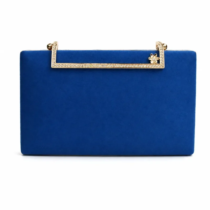 Clutch azul eléctrico broche cristales