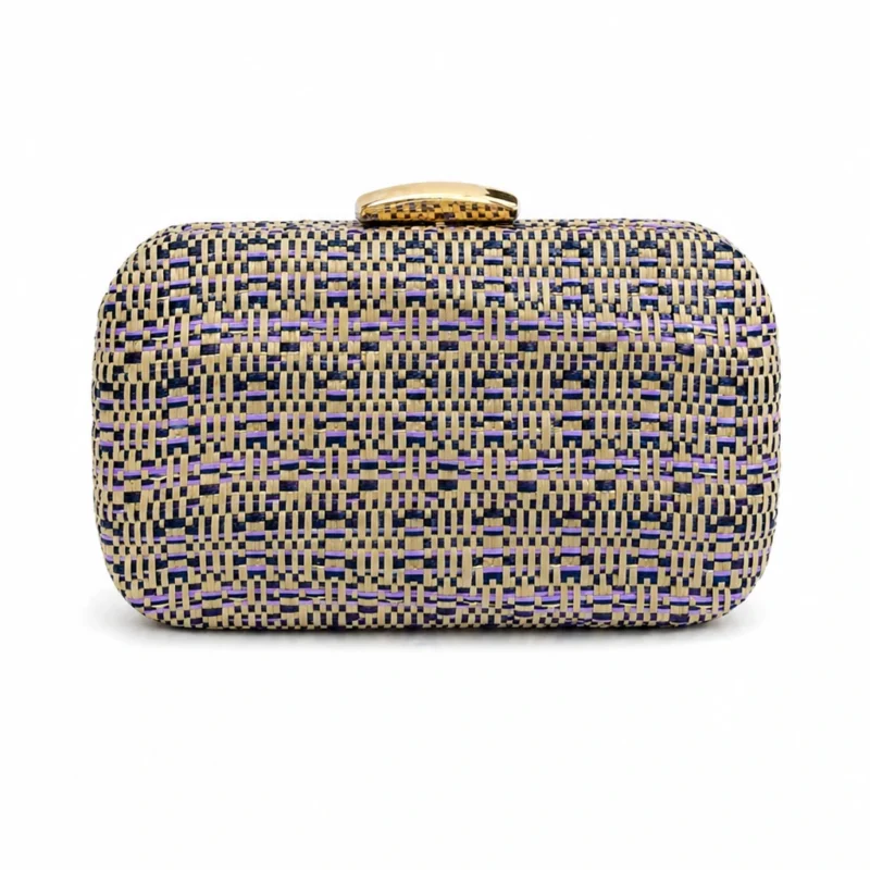 Bolso clutch rafia natural hilo combi
