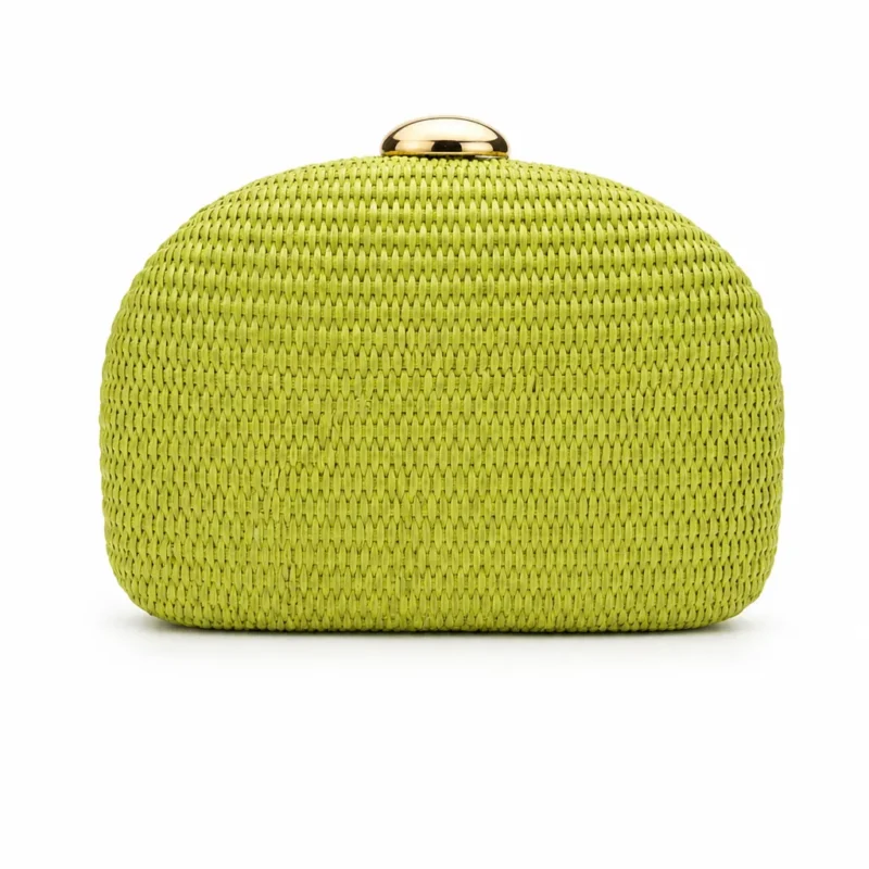 Bolso de fiesta clutch rafia verde lima
