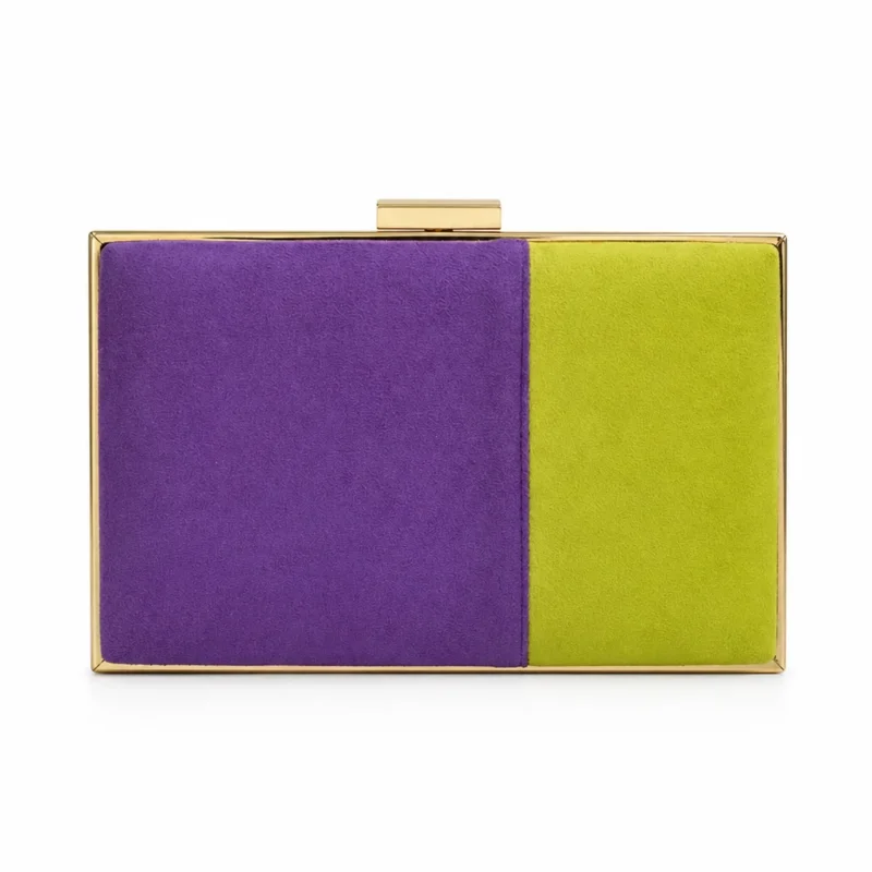 Bolso fiesta clutch combi morado y verde lima