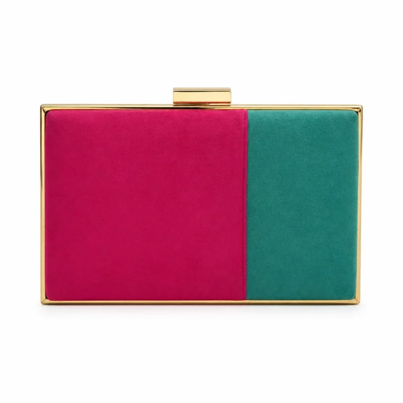 Bolso fiesta clutch combi fucsia y turquesa