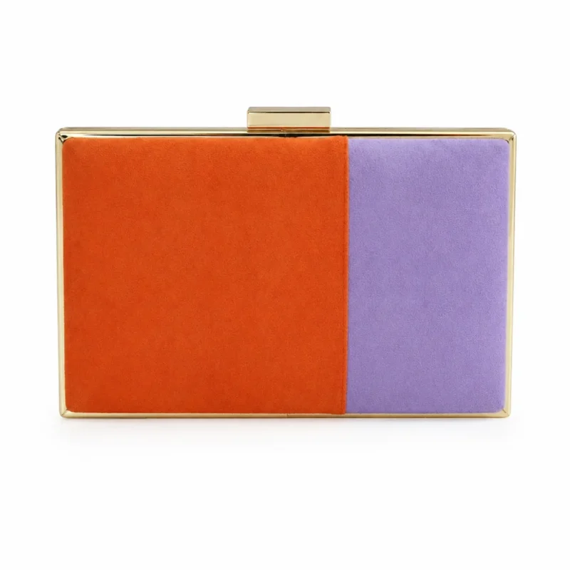 Bolso fiesta clutch combi naranja y lila