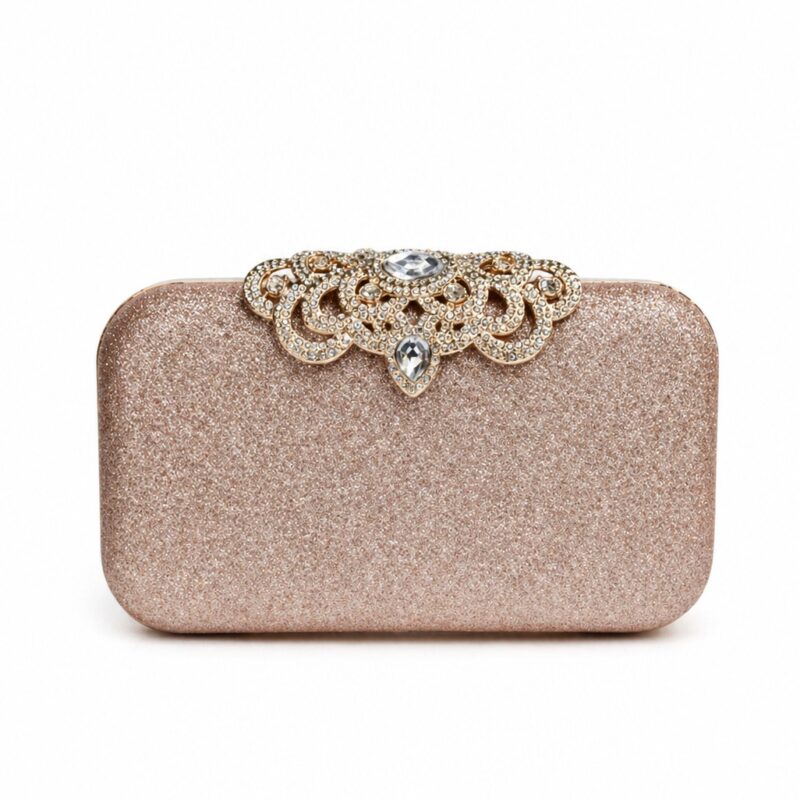 Boloso de fiesta clutch oro rosa asa