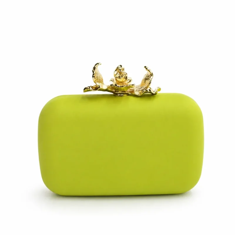 Bolso clutch verde lima broche joya