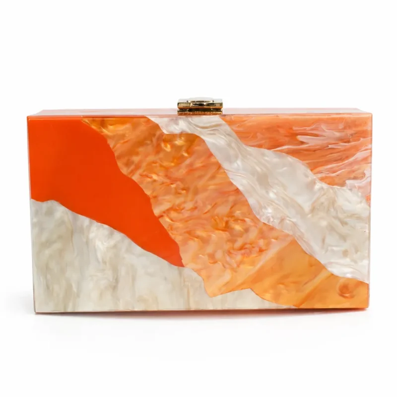 Bolso clutch nácar naranja marmoleada