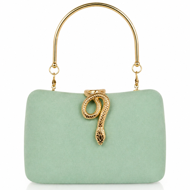 Bolso clutch verde menta cierre serpiente