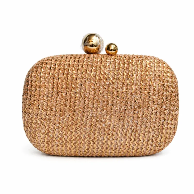 Bolso clutch ovalado rafia metalizada