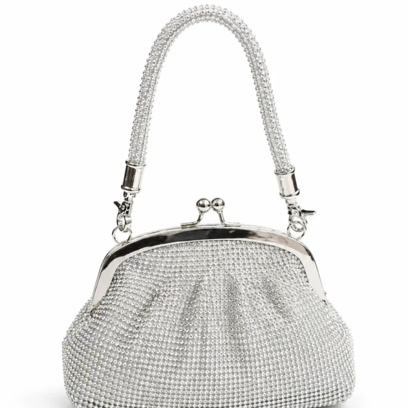 Bolso joya plateado vintage cristales blancos