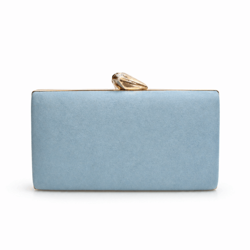 Bolso de fiesta clutch azul y dorado