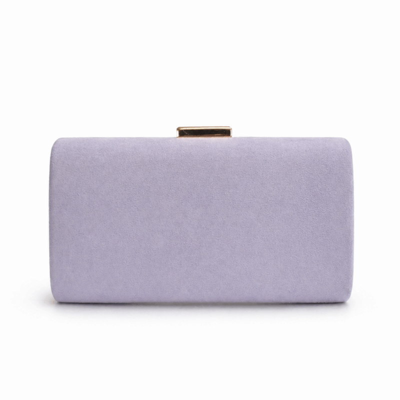 Bolso clutch lila y oro