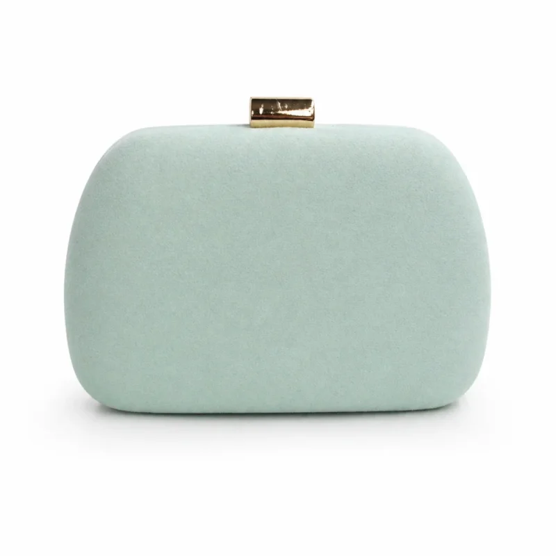 Bolso de fiesta clutch aguamarina ovalado