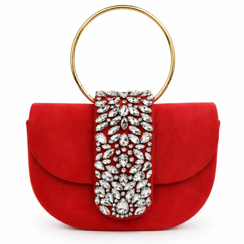 Clutch rojo broche joya asa