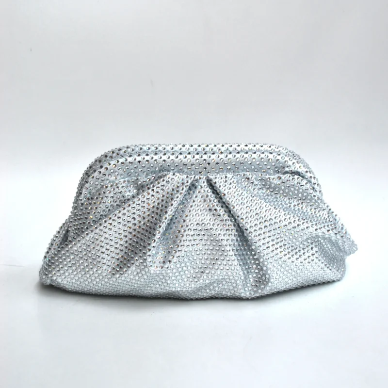 Bolso clutch saco joya plateado