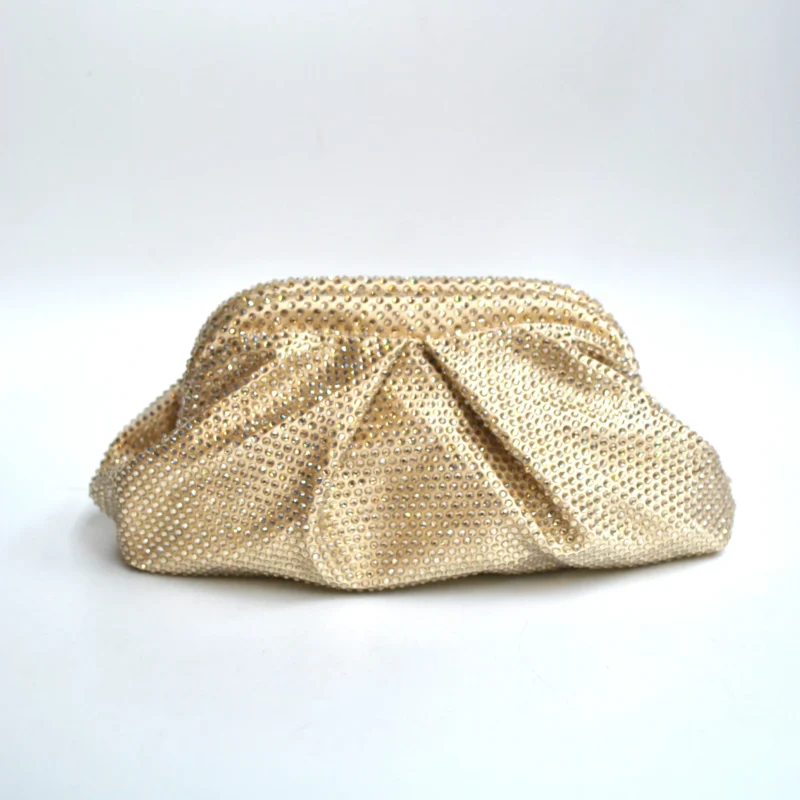 Bolso clutch saco joya dorado