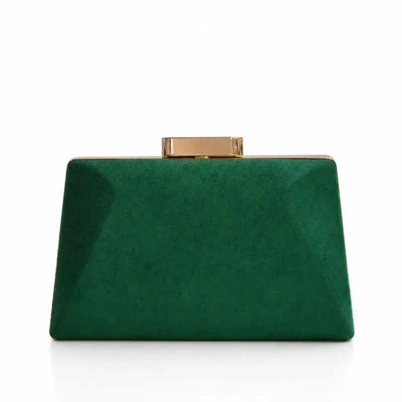 Bolso clutch verde diseño trapezoidal
